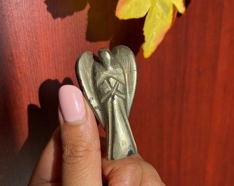 Pyrite Angel Figurine – Crystal Guardian, Healing Stone (2" Height)