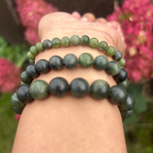 Taiwanese Jade Custom 6mm 8mm or 10mm Natural Gemstone Stretch Bracelet Choose Size 6" to 8.5" Hand Made within Love Unisex Bracelet