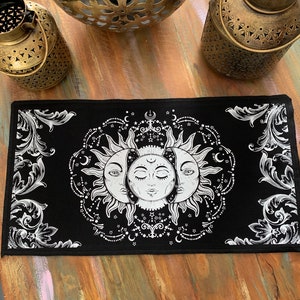 Triple Moon Pendulum reading mat | witchcraft | mystical reading | Pendulum Board | Dowsing Mat - Add Crystal Pendulum Option Available