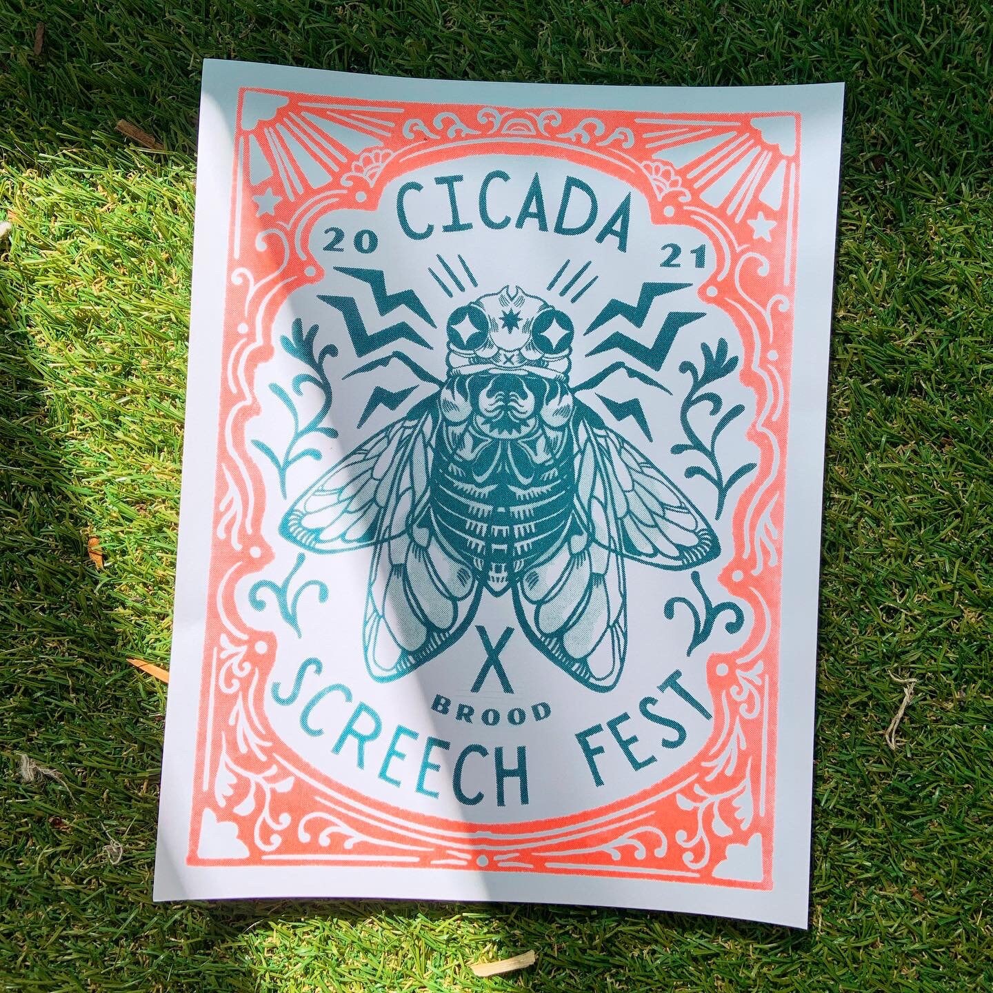 Cicada Screech Fest Riso Print
