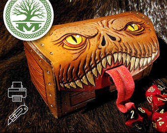 Mimic Dice Box Pattern - D & D Gaming-Truhe (PDF-Muster)
