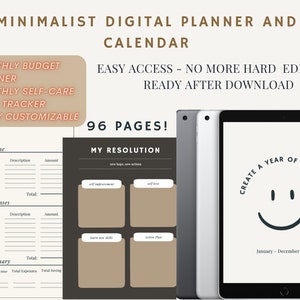 DIGITAL PLANNER and  CALENDAR - minimal - Goodnotes, iPad planner, Notability - Goal and self-care plan - ultimate productivity calendar