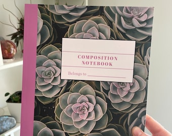 Echeveria Succulent Composition Writing Notebook Plant Purple Vibes Lined Notebook Journal Gift For Plant Lovers