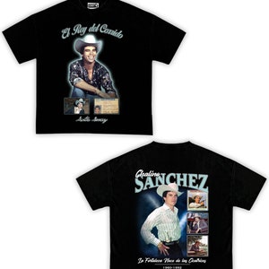 Chalino Sanchez Tribute Vintage Shirt: Front/Back (Black, Cream, Vintage Black)