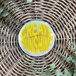 Create Sunshine sticker, Holographic sticker, Yellow font sticker