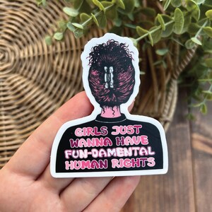 Women&#39;s rights sticker, white boarder sticker, shades of pink sticker, reproductive rights sticker