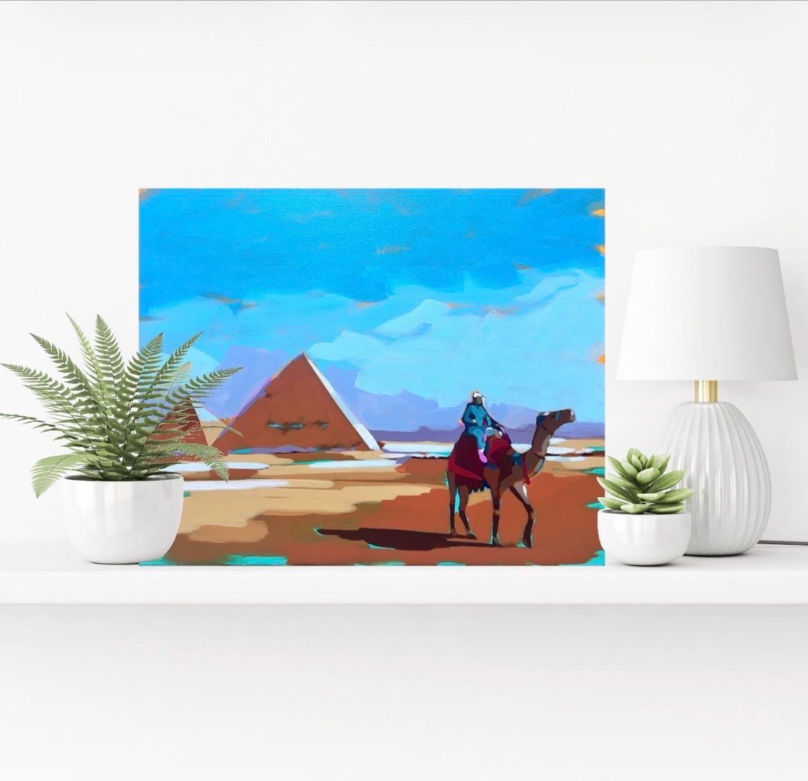 ピラミッド キャンバスに描かれたアクリル画 16インチ x 20インチ