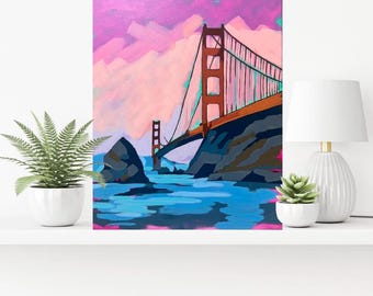 ピラミッド キャンバスに描かれたアクリル画 16インチ x 20インチ
