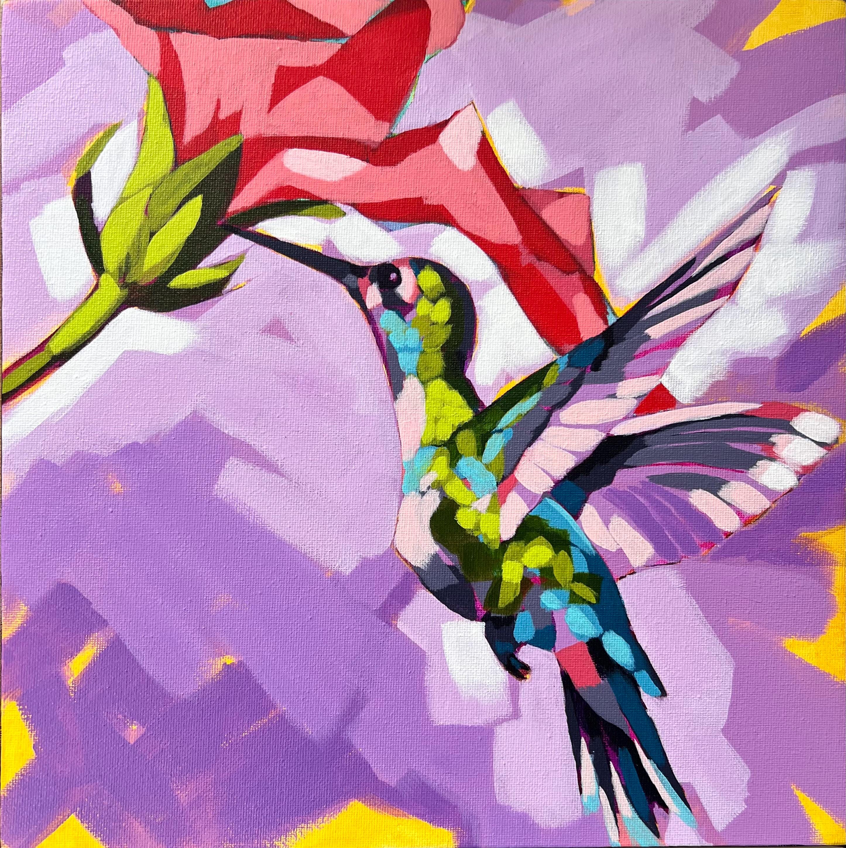 Hummingbird Acrylic Painting on Canvas (12” X 12” - Etsy