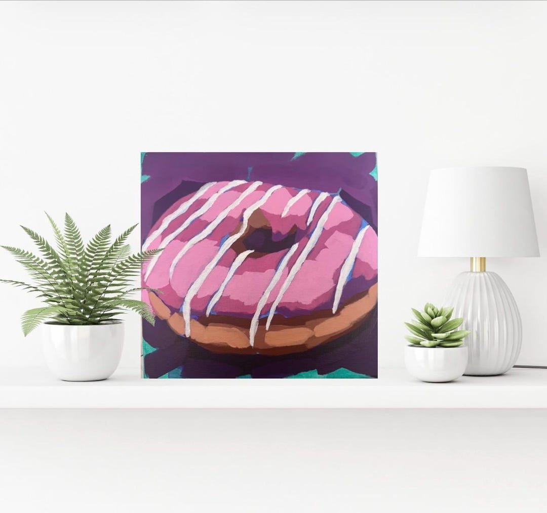 Donut Acrylic Painting on Canvas 8” X 8” - Etsy