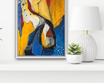 Original Abstract Acrylic Painting, Framed Canvas Art (30x40cm)