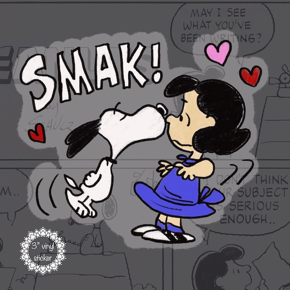 Peanuts-snoopy and Lucy Inspired SMAK Clear Vinyl Die Cut Sticker 