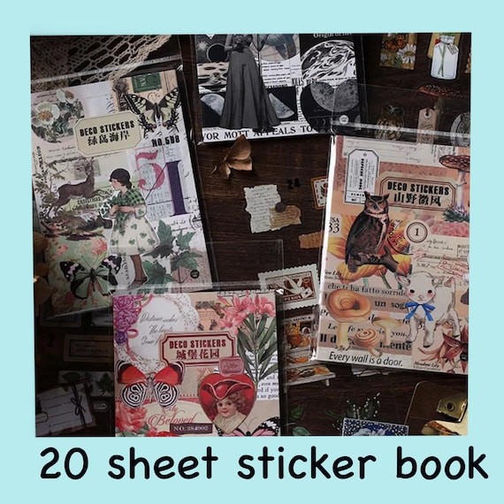 20 Sheet Ephemera Vintage Sticker Book 