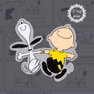 Peanuts Inspired -Snoopy and Charlie Brown “Happy Dancing” Clear Vinyl Sticker