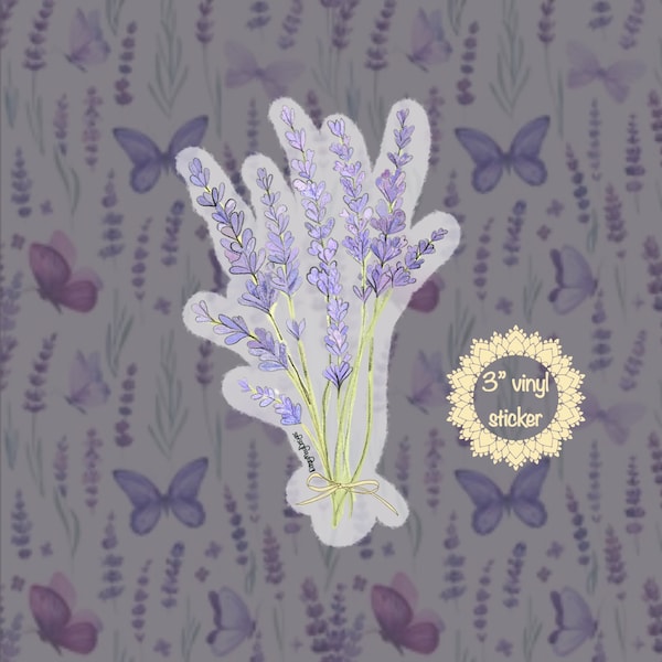 Floral Lavender Spray Clear Vinyl Sticker