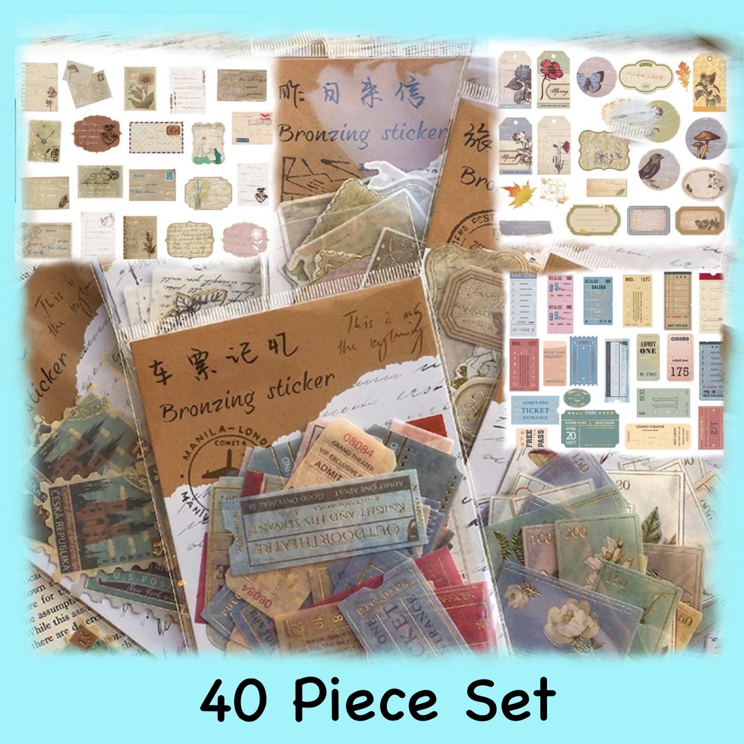 Vintage Scrapbook Supplies Pack (200 Pcs) for Art Journaling Junk Journal Planners DIY Paper Stickers (A), Other