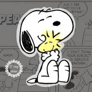 Peanuts Inspired Snoopy and Woodstock Vinyl Sticker, Die Cut Sticker