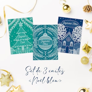 Cartes de vœux "Noël bleu"