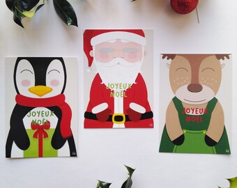Cartões de Natal - Papai Noel e seus amigos
