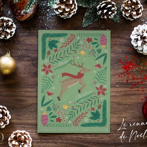 Cartes de vœux "Les animaux de Noël" Renne de Noël