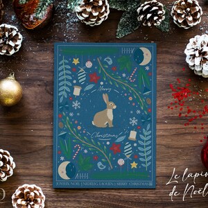 Cartes de vœux "Les animaux de Noël" Lapin de Noël