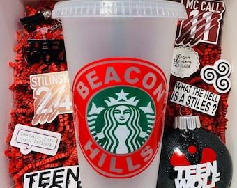 Teen Wolf Holiday Gift Box with Disc Ornament | TV show Starbucks Iced Coffee| Stilinski | Mccall | Keychain | Stickers | Stiles | Christmas