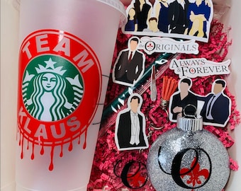 The Originals Holiday Gift Box with Disc Ornament | Starbucks Iced Coffee | Klaus | Team Elijah| Keychain | Stickers |TVD| Rebekah|Mikaelson