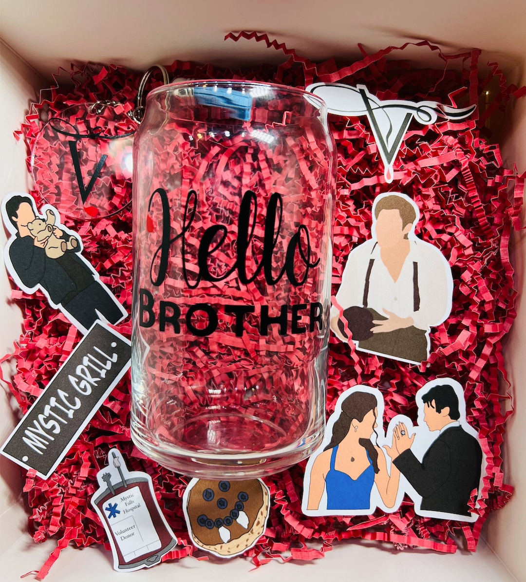 Vampire Diaries Birthday Gift Box | VD Glass Beer Cup | Team Damon Box ...