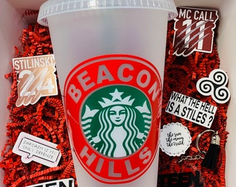 Teen Wolf Holiday Gift Box | TV show Starbucks Iced Coffee| Stilinski | Mccall | Keychain | Stickers | Stiles | Christmas
