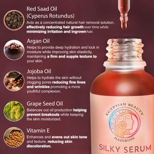 Organic Egyptian Cyperus Rotundus | Red Saad Oil | All Natural Hair Removal Serum | Post-Wax Care | Ingrown Hair Prevention | Original Scent afbeelding 3