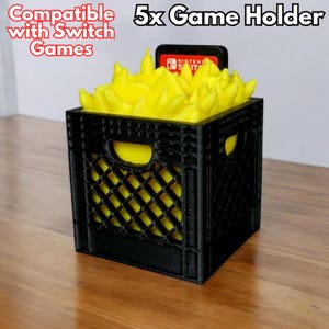 Support de jeu Switch Banana Crate - Organiseur imprimé en 3D pour 5 cartouches de jeu, présentoir de bureau amusant pour les joueurs, organisateur de jeu Switch
