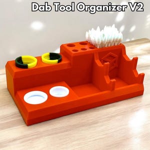 Dab Tool Organizer Station V2 – Carb Cap / Terp Pearl Holders, 14mm & 10mm Slots, Dab Tool Storage Tray
