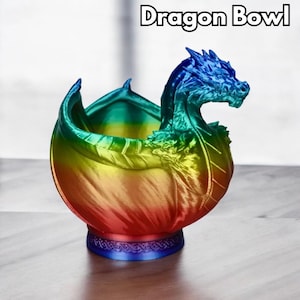 Dragon Bowl – Fantasy Home Decor, Dragon Centerpiece, 3D Printed Decorative Bowl for Dice, Trinkets, or Candy