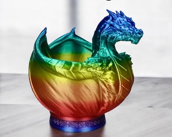 Dragon Bowl – Fantasy Home Decor, Dragon Centerpiece, 3D Printed Decorative Bowl for Dice, Trinkets, or Candy
