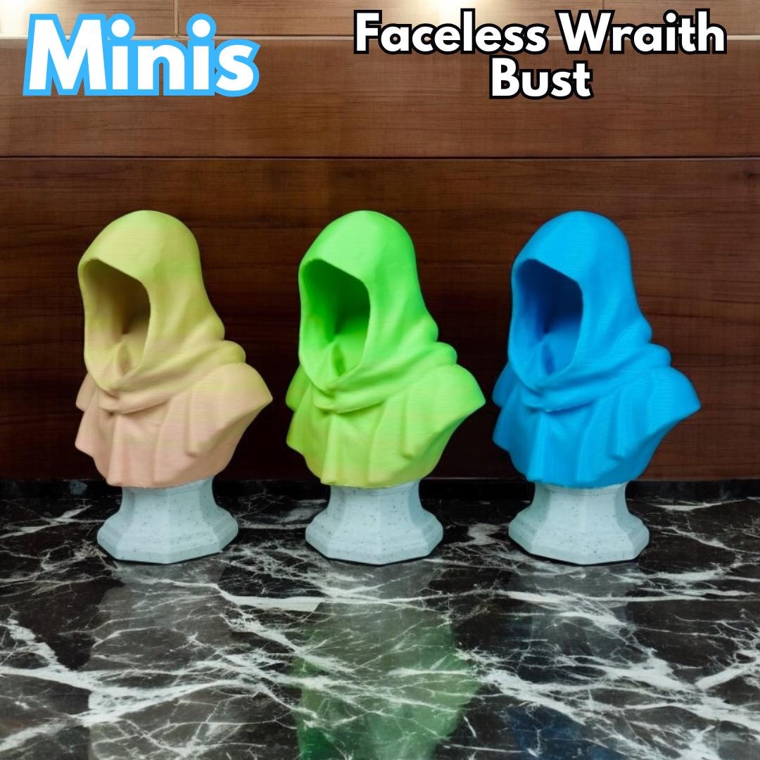 Mini Faceless Wraith Bust Statue – Hooded Ghost Statue, Gothic Home ...