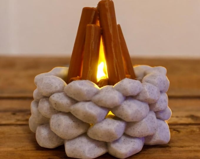 Mini Campfire LED Light – 3D Printed Cordless Fire Pit Lamp, Safe Night Light for Kids & Pets, Cozy Home Decor, Rustic Cabin Vibe