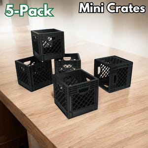 Mini Crate Set – 5-Pack of 1.5&quot; Stackable Storage Crates, Fun Display or Fidget Toy, Dollhouse Furniture & Small Item Organizer