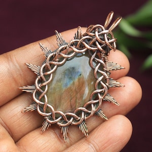 Awesome Flashy Labradorite Copper Pendant/ Labradorite Gemstone Copper Wire Wrap Pendant Jewelry/ Gift Pendant/ Oxidize Polish Pendant