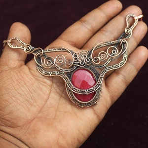 Faceted Ruby Copper Necklace/ Adjustable Copper Necklace/ Copper Wire Wrap Necklace Jewelry/Christmas Gift For Mother/ Women Copper Jewelry