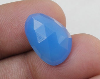 Jewelry Craft Blue Chalcedony 20X28X4 MM Healing Stone Flatback Gemstone One Side Cut Blue Chalcedony Fancy Shape Faceted Gemstone