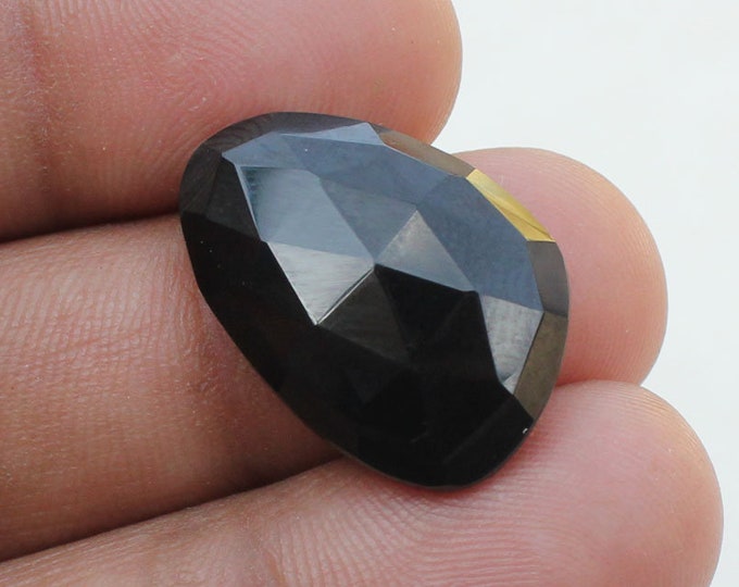 Black Onyx 13X19X6 MM ! Jewelry Making Gemstone Attractive Fancy Shape Cut Black Onyx One Side Faceted Gemstone Christmas Gift