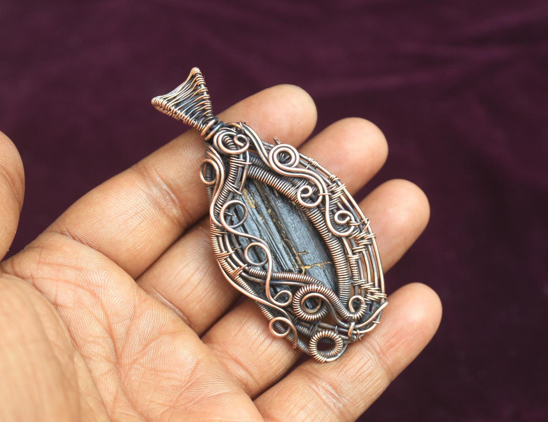 Fabulous Black Tourmaline Druzy Gemstone Copper Wire Wrap Pendant Jewelry/ Oxidize Pendant/ Gift For Lover Pendant, Awesome Designer Pendant