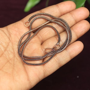 Handmade Copper Snake Chain Necklace: Oxidized Polish