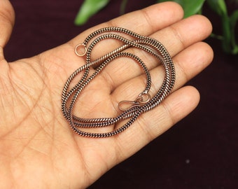 Copper Snake Chain Necklace/ Copper Chain Jewelry/ Handmade Copper Chain/ Oxidize Polish Chain/ Snake Lover Chain/ Gift for Her/ Birth Gift