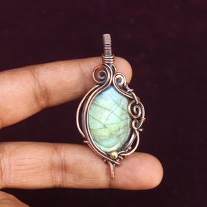 Superb Fire Labradorite Copper Pendant/ Gemstone Copper Wire Wrap Pendant Jewelry/ Gift Pendant/ Oxidize Polish Pendant, Gift For Her