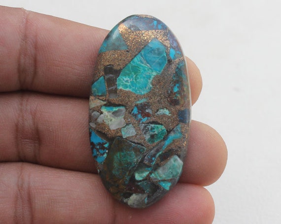 Scenic American Chrysocolla Oval Shape Cabochon Gemstone Use For Making Jewelry Natural Loose Gemstone AMERICAN CHRYSOCOLLA 21X46X5 MM!