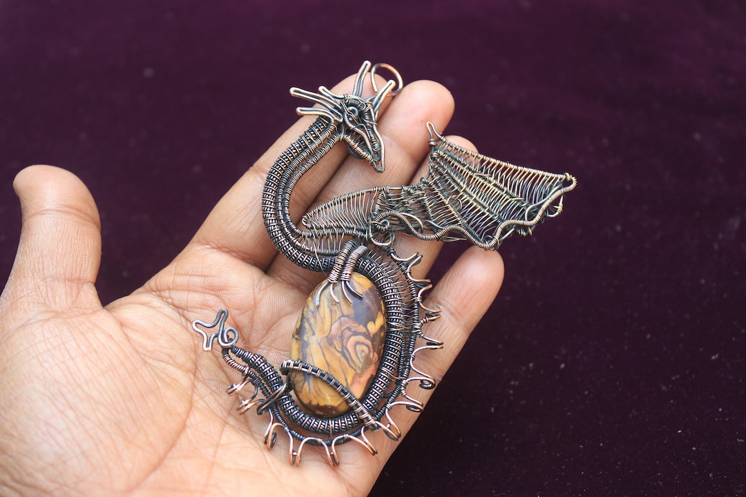 Bracelet Wire Wrapped Dragon Wrapped Pendant Dragon Eye Wire Wrap