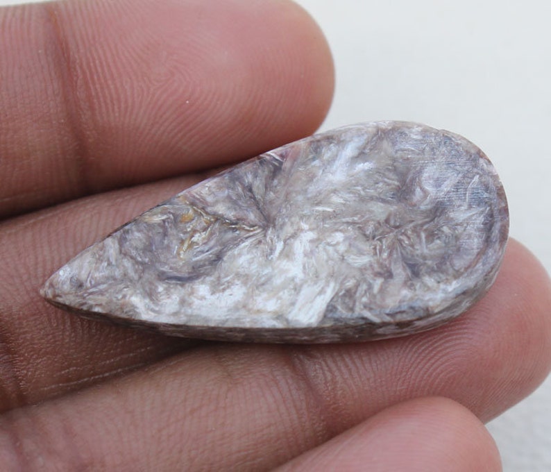 Loose Stone Natural Charoite Gemstone CHAROITE 19X27X6 MM! Healing Stone Gift Stone Unique Blue Charoite Pear Cabochon Jewelry Stone