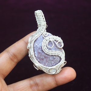 Rhodonite Gemstone Pendant: Silver Plated Copper Wire Wrapped Jewelry image 8