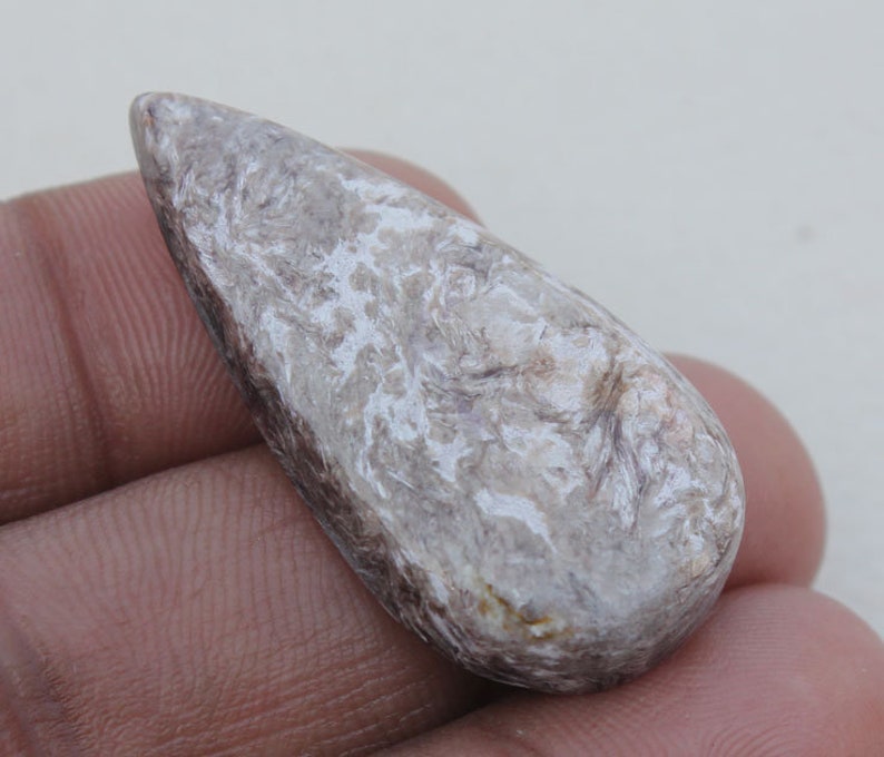 Loose Stone Natural Charoite Gemstone CHAROITE 19X27X6 MM! Healing Stone Gift Stone Unique Blue Charoite Pear Cabochon Jewelry Stone